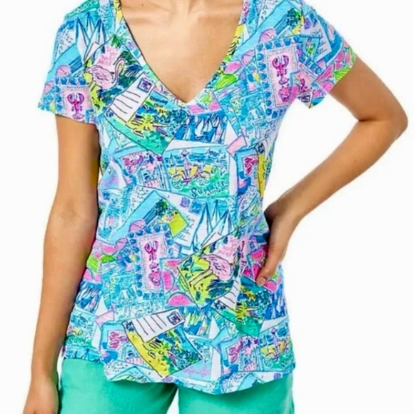 Lilly Pulitzer Tops - Lilly Pulitzer Etta Wish You Were Here Medium